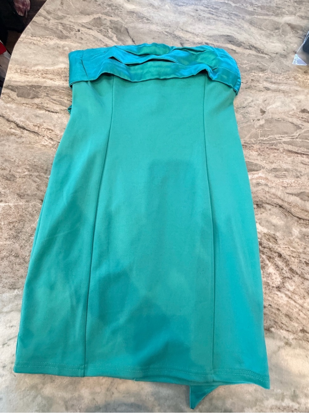 Lena Medium Teal Strapless Ruffle Dress Cocktail Wedding Guest Stretch